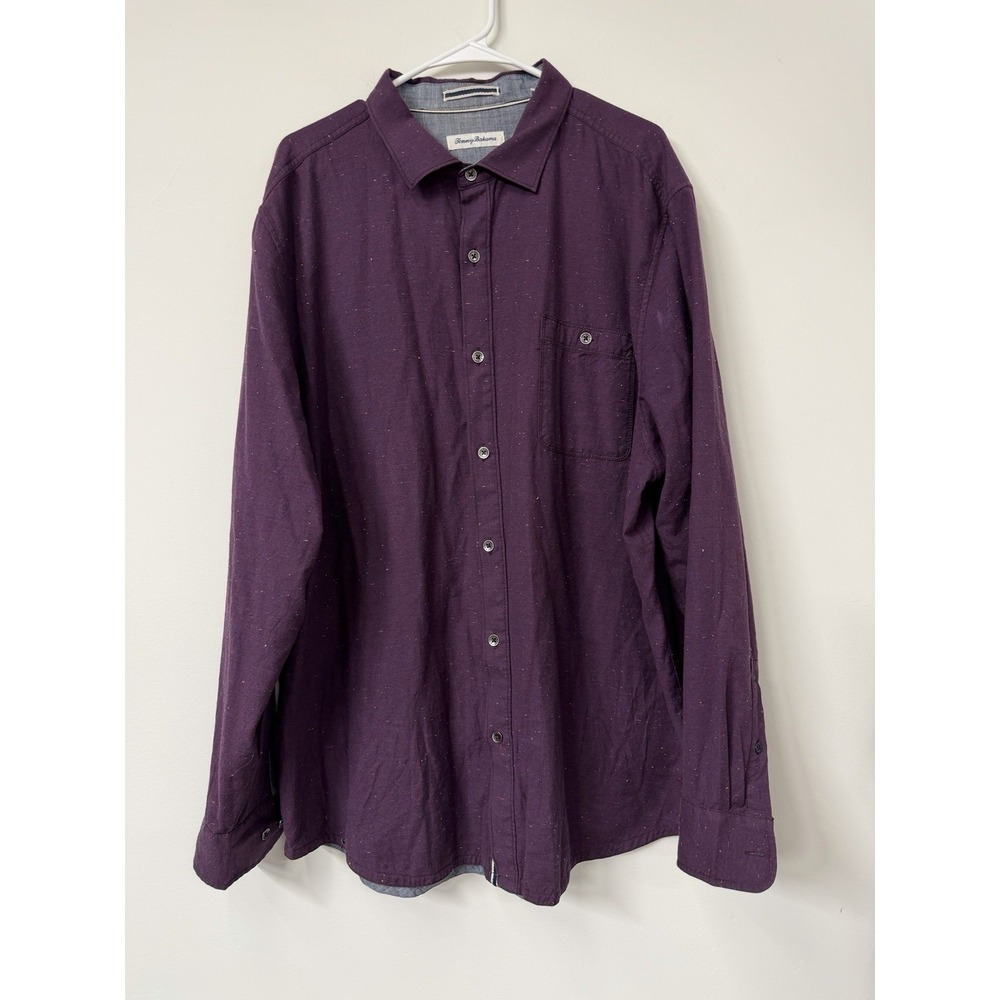 Tommy Bahama Men's XXL Pebble Shores Purple Long Sleeve Button Shirt Speckled